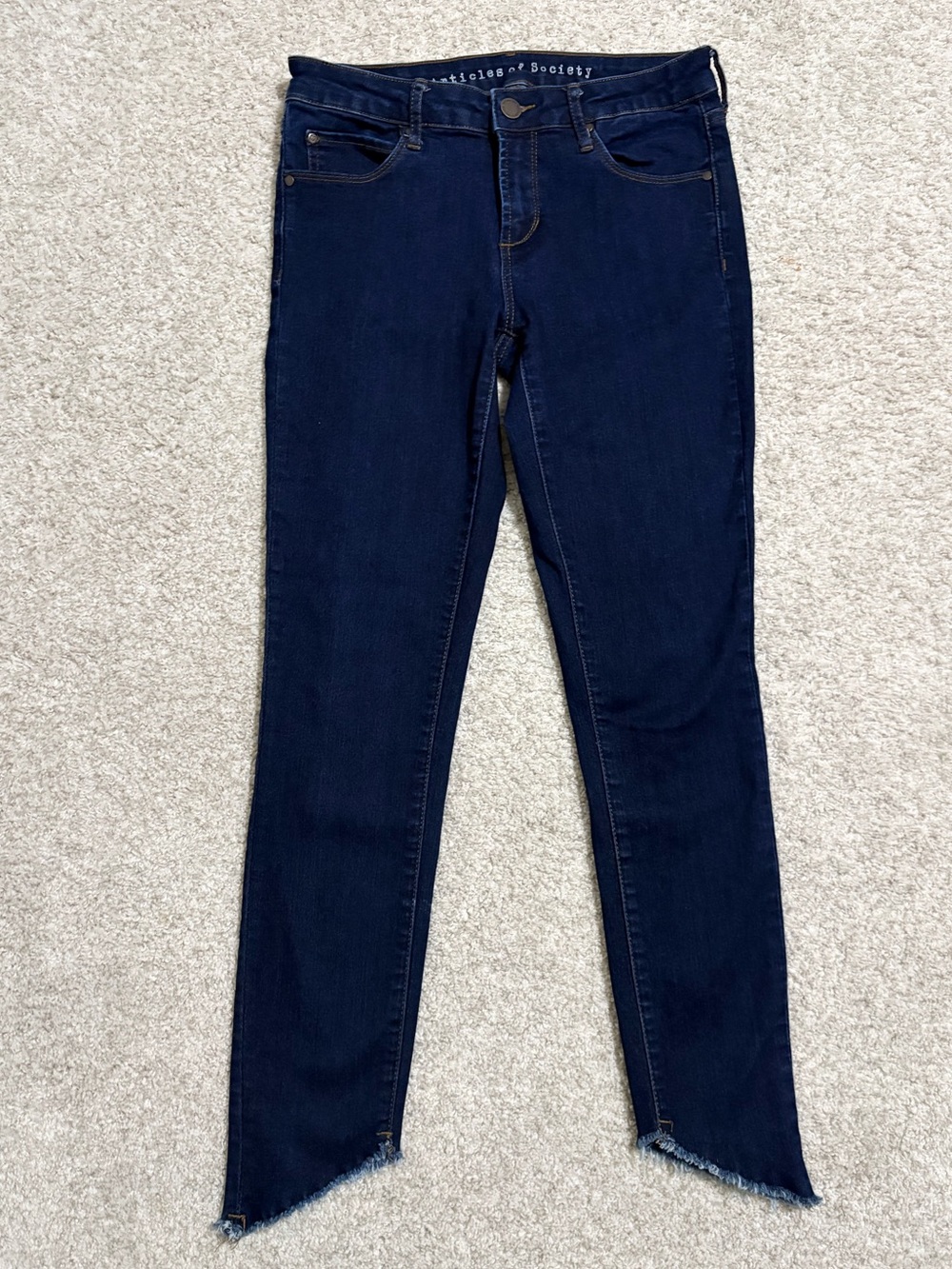Articles of Society Size 26 Dark Wash Skinny Jeans Raw Step Hem